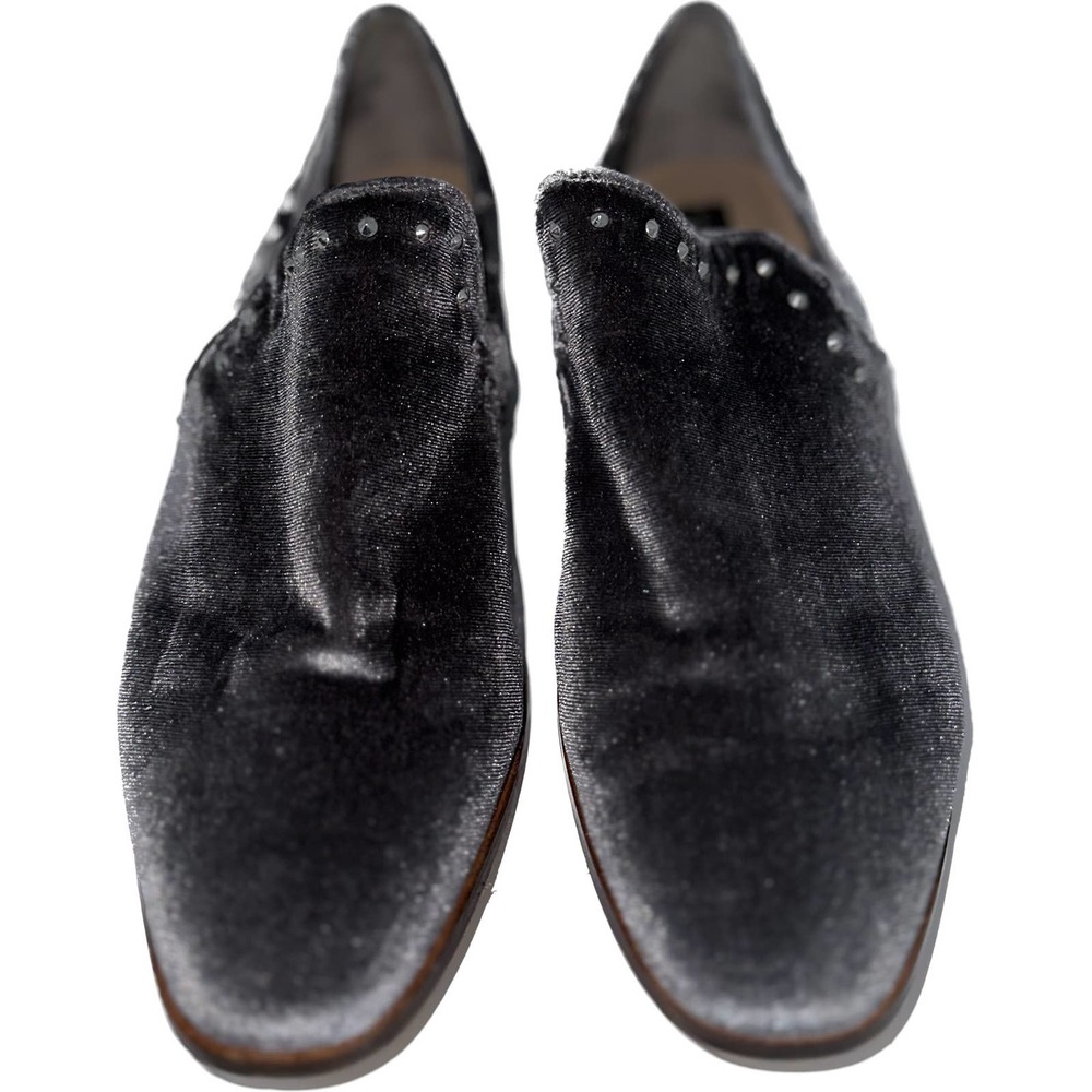 STEVEN gray velour loafers with silver studs‎ size 8.5